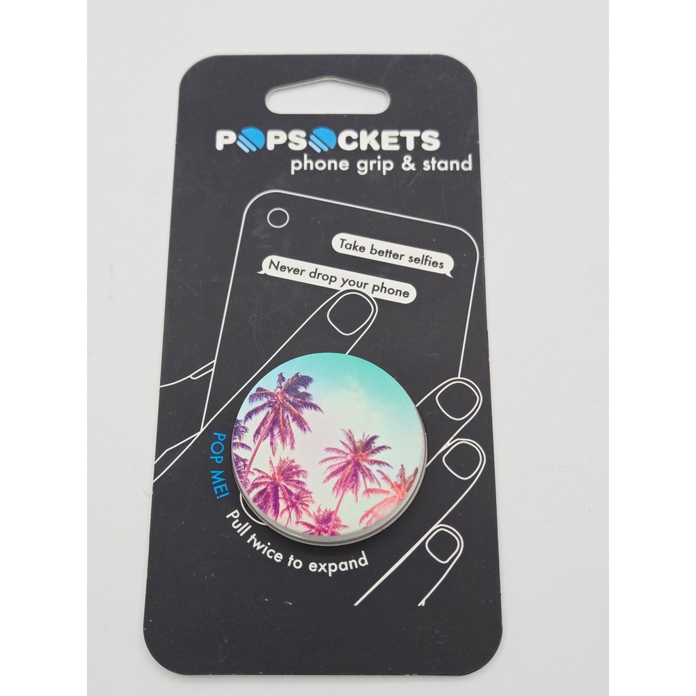 PopSockets Palm Trees Sunset Phone Grip and Stand Tropical Pink Purple Teal NEW